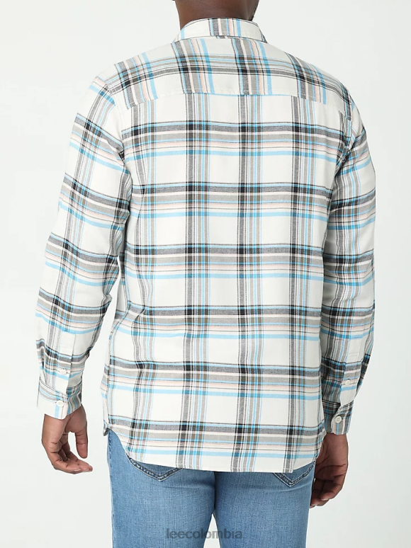 Lee hombres camisa clásica elástica con botones para todo uso cuadros de humo blanco ropa Z6H6F945 - Image 2