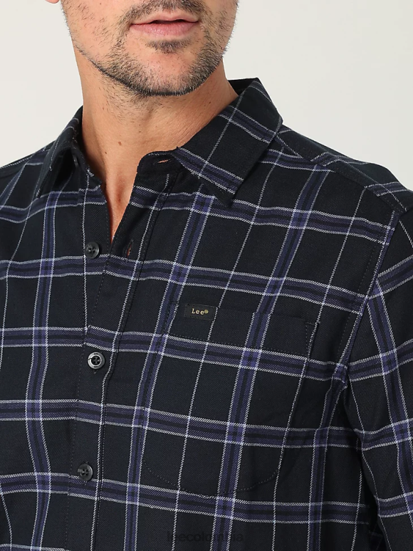 Lee hombres camisa clásica elástica con botones para todo uso cuadros sindicales ropa Z6H6F948 - Image 3