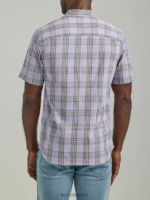 Lee hombres Camisa con botones a cuadros de línea fina y manga corta multiusos de movimiento extremo cuadros de orquídeas ropa Z6H6F906 - Image 3
