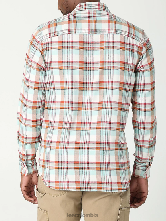 Lee hombres camisa con botones a cuadros elásticos clásicos mvp de movimiento extremo cuadros de humo blanco carbonizado ropa Z6H6F920 - Image 2