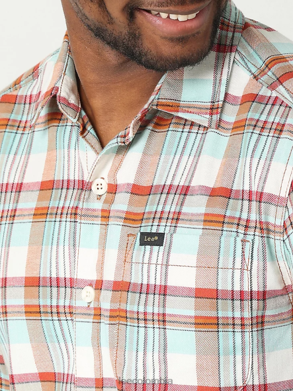 Lee hombres camisa con botones a cuadros elásticos clásicos mvp de movimiento extremo cuadros de humo blanco carbonizado ropa Z6H6F920 - Image 3