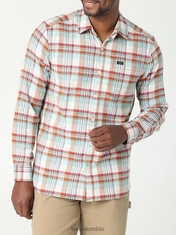 Lee hombres camisa con botones a cuadros elásticos clásicos mvp de movimiento extremo cuadros de humo blanco carbonizado ropa Z6H6F920 - Image 1