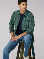 Lee hombres camisa con botones a cuadros multiuso Heritage oliva frontera ropa Z6H6F943 - Image 3