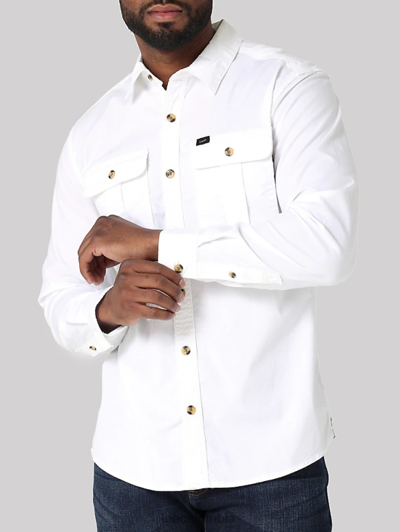 lee_hombres_camisa_con_botones_de_color_solido_de_working_west_blanco_brillante_ropa_z6h6f916.png Lee hombres camisa con botones de color sólido de Working West blanco brillante ropa Z6H6F916 - Image 1
