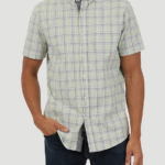 Lee hombres camisa de manga corta de popelina tejida a cuadros vichy neblina ropa Z6H6F909