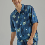 Lee hombres camisa resort oversize con estampado floral remache azul marino floral ropa Z6H6F894