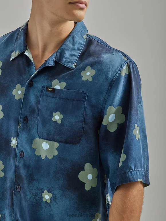 Lee hombres camisa resort oversize con estampado floral remache azul marino floral ropa Z6H6F894 - Image 3