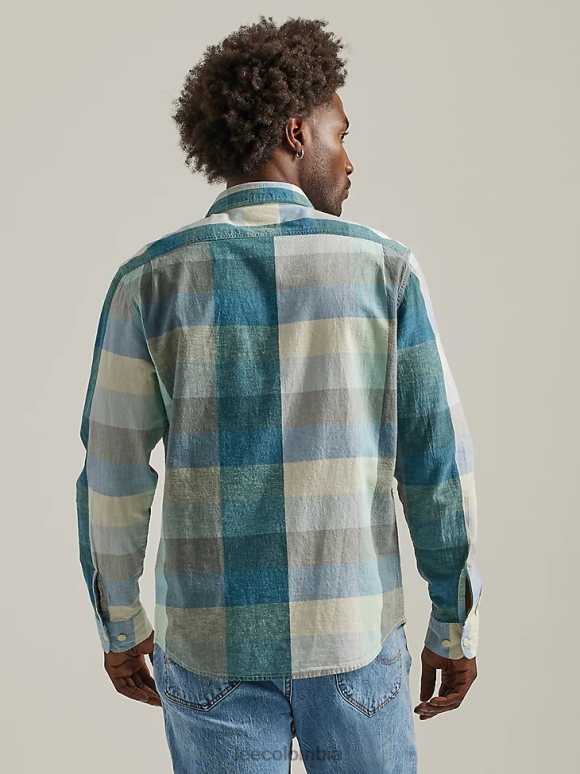 Lee hombres camisa trabajadora a cuadros de ajuste relajado crudo ropa Z6H6F910 - Image 2