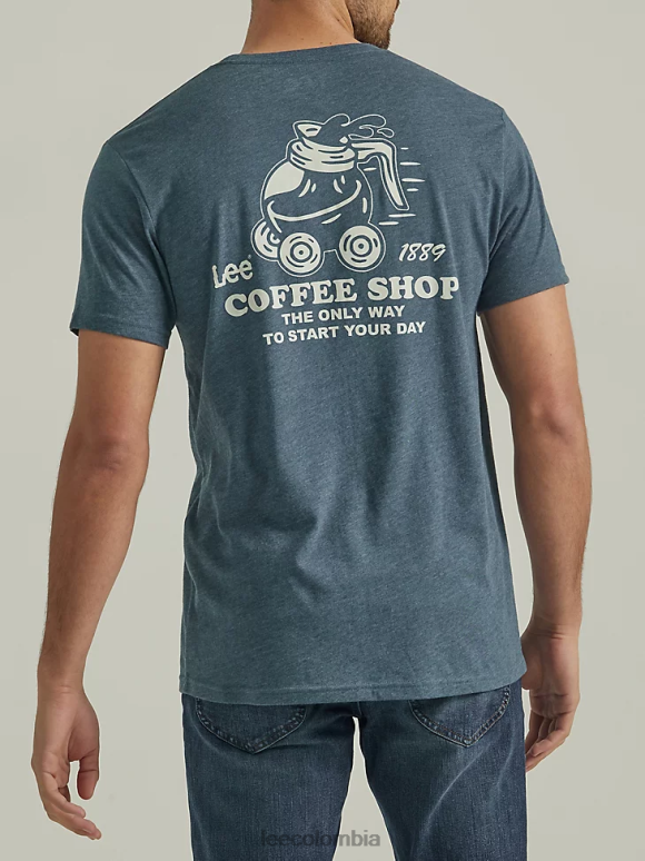 Lee hombres camiseta gráfica de cafetería azul marino de medianoche ropa Z6H6F869 - Image 2