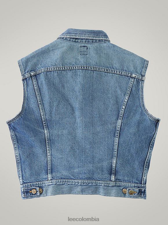 Lee hombres chaleco de jinete vintage rv31 (talla s) mezclilla mediana ropa Z6H6F1133 - Image 2