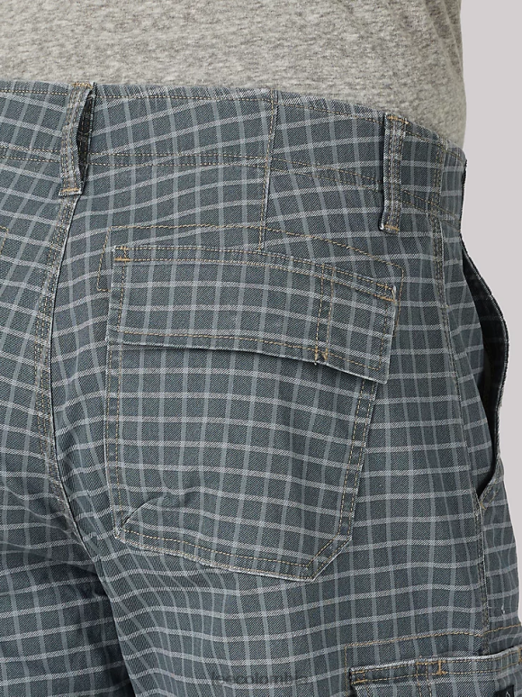 Lee hombres pantalón corto carolina cargo de movimiento extremo cuadros grises ropa Z6H6F992 - Image 5