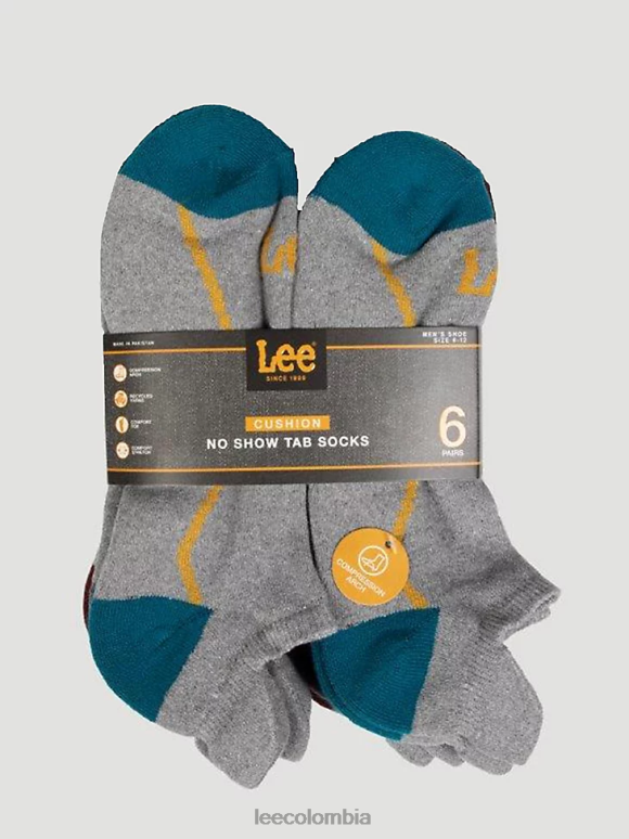 Lee hombres Paquete de 6 calcetines invisibles con lengüeta cuero gris accesorio Z6H6F1170 - Image 2