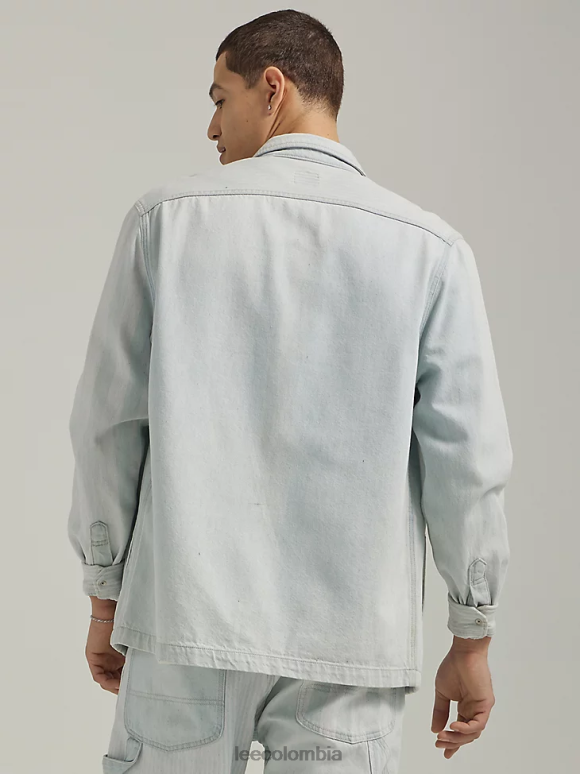 Lee hombres ropa de trabajo sobrecamisa vaquera con bolsillo con solapa y ajuste relajado mezcla de rayas ropa Z6H6F908 - Image 2