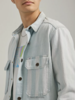 Lee hombres ropa de trabajo sobrecamisa vaquera con bolsillo con solapa y ajuste relajado mezcla de rayas ropa Z6H6F908 - Image 3