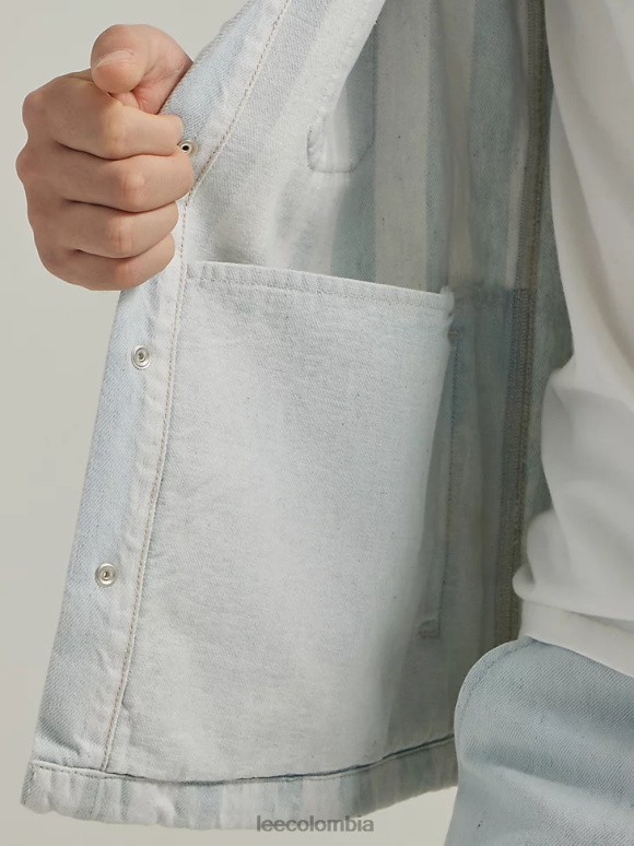 Lee hombres ropa de trabajo sobrecamisa vaquera con bolsillo con solapa y ajuste relajado mezcla de rayas ropa Z6H6F908 - Image 4