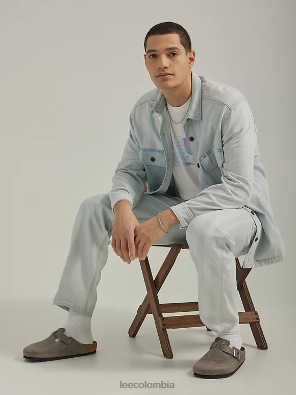 Lee hombres ropa de trabajo sobrecamisa vaquera con bolsillo con solapa y ajuste relajado mezcla de rayas ropa Z6H6F908 - Image 7