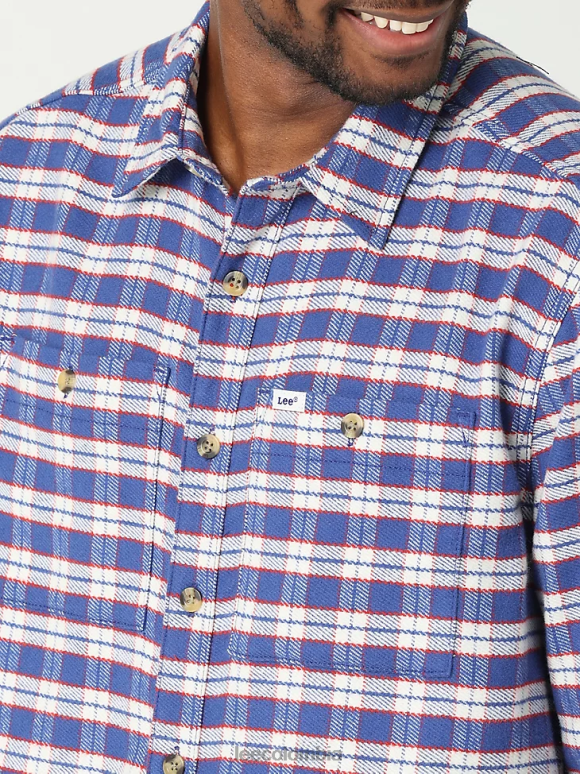 Lee hombres sobrecamisa a cuadros para trabajo himno a cuadros azul ropa Z6H6F928 - Image 3