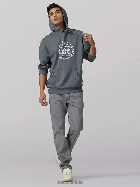 Lee hombres sudadera con capucha con gráfico tradicional confeccionado con un propósito gris carbón ropa Z6H6F956 - Image 3