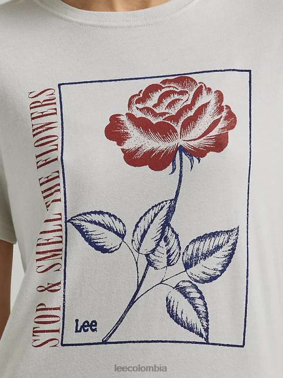 Lee mujer camiseta ajustada con gráfico "oler las flores" roca lunar ropa Z6H6F355 - Image 3