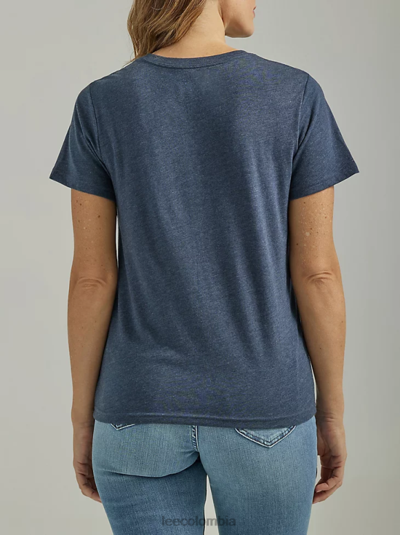 Lee mujer camiseta con gráfico de contracción de color jaspeado azul marino ropa Z6H6F376 - Image 2