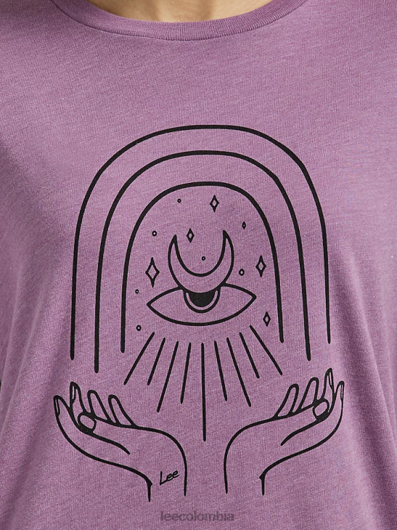 Lee mujer camiseta con gráfico de manos de astrología ciruela oscura ropa Z6H6F350 - Image 3