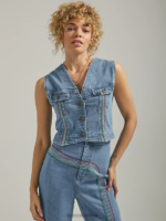 Lee mujer chaleco vaquero arcoíris de la autopista del amor azul ropa Z6H6F412