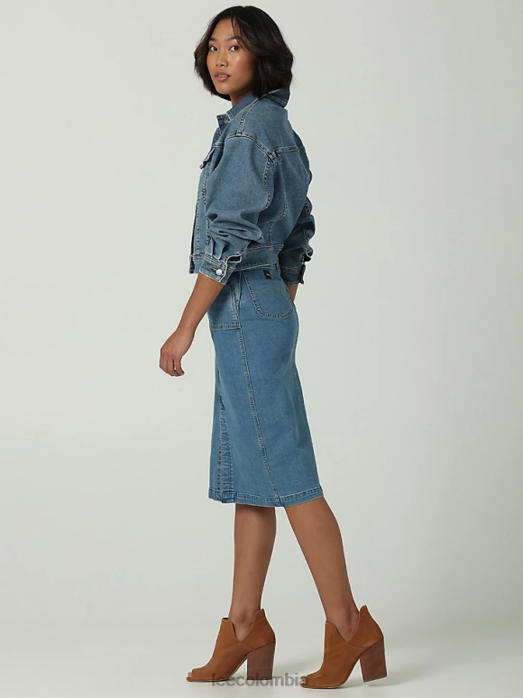 Lee mujer falda midi con cremallera lateral multiusos moderna vintage piedra de chester ropa Z6H6F420 - Image 3