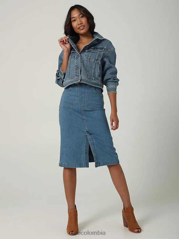 Lee mujer falda midi con cremallera lateral multiusos moderna vintage piedra de chester ropa Z6H6F420 - Image 1