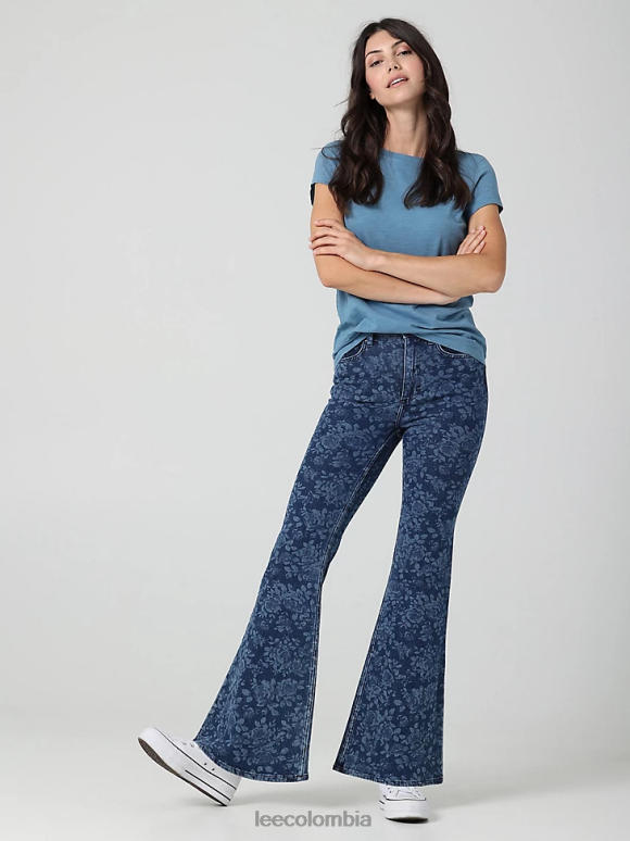 Lee mujer jeans acampanados de talle alto, modernos y vintage láser floral ropa Z6H6F151 - Image 4