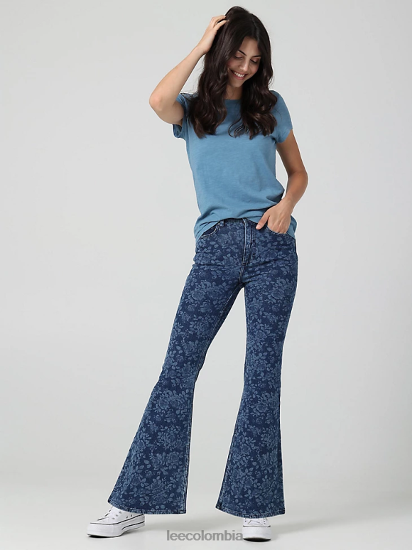 Lee mujer jeans acampanados de talle alto, modernos y vintage láser floral ropa Z6H6F151 - Image 1