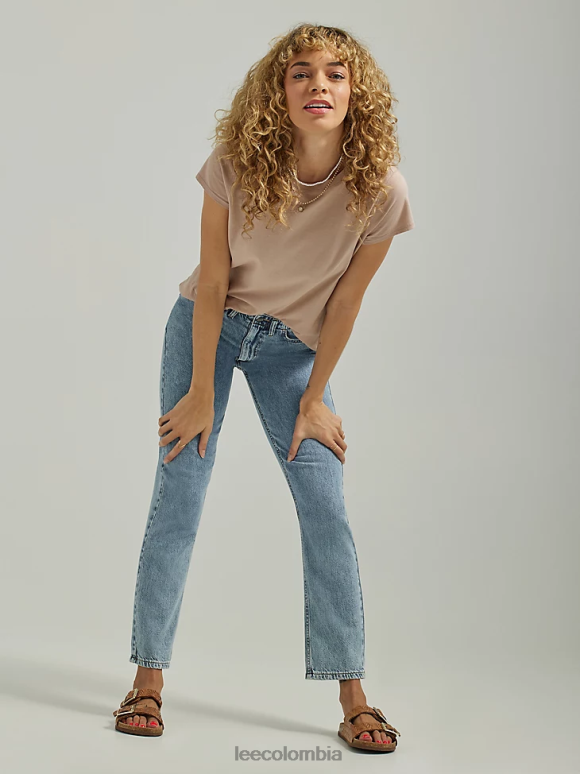 Lee mujer jeans rectos elásticos de talle alto santuario de luz ropa Z6H6F19 - Image 4