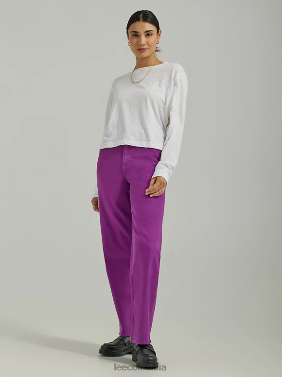 Lee mujer jeans tobilleros de color con pernera ancha y talle alto discoteca violeta ropa Z6H6F164 - Image 5