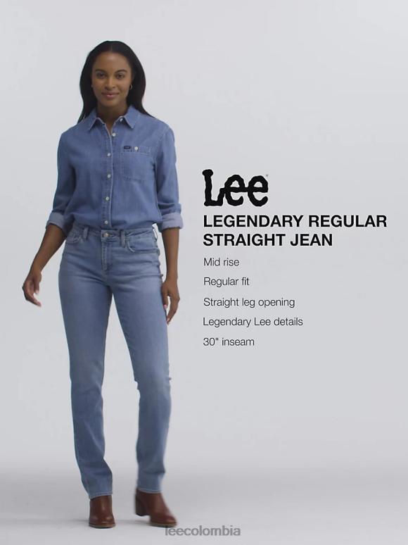 Lee mujer legendario jean recto regular hierba mora ropa Z6H6F43 - Image 6