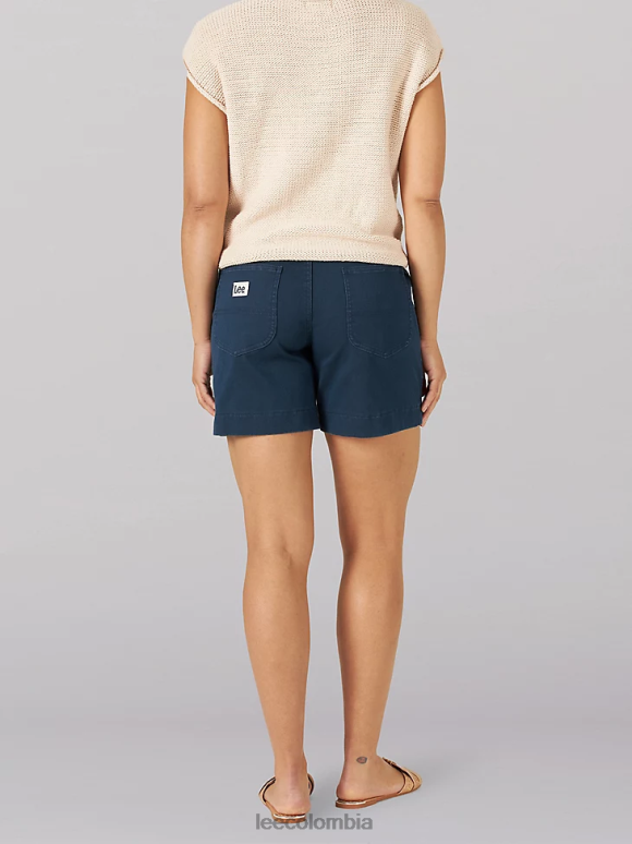 Lee mujer Pantalón corto utilitario sin cordones de tiro alto ultra lux remache azul marino ropa Z6H6F294 - Image 2