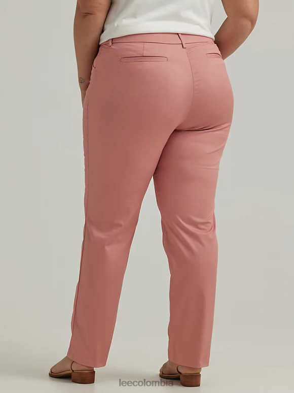 Lee mujer Pantalón de pernera recta y corte holgado sin arrugas (plus) en rosa Mallory naranja mallory ropa Z6H6F198 - Image 2