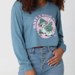 Lee mujer Que tengas un buen día, camiseta corta con gráfico de manga larga para novio. espacio azul ropa Z6H6F385