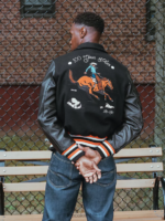 Lee x The Brooklyn Circus hombres Chaqueta de universidad negro ropa Z6H6F1144 - Image 4